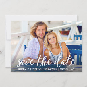 Modern Engagement Save The Date Photo Couple Invitation