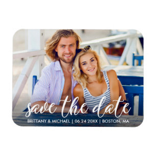 Modern Engagement Save The Date Photo Couple Magnet