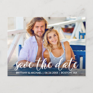 Modern Engagement Save The Date Photo Couple Postcard