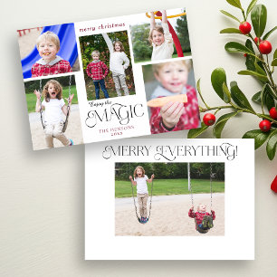 Modern Enjoy the Magic Calligraphy Multi-Photo Holiday Card