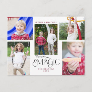 Modern Enjoy the Magic Calligraphy Multi-Photo Postcard
