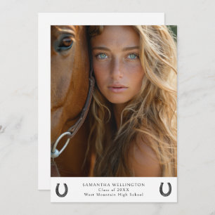 Modern Equestrian Horse Shoe Photo Graduation Announcement