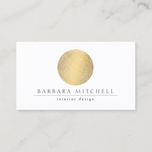 Modern Etched Gold Circle II Business Card (Front)