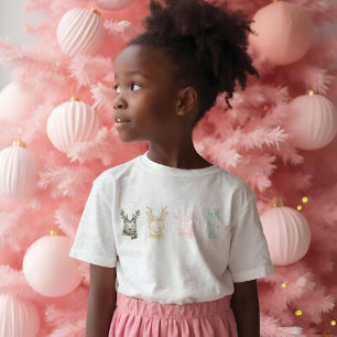 Modern Etched Style Woodland Animals Christmas Tri-Blend Shirt