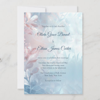 Modern Ethereal Glass Glow Floral Wedding Invitation