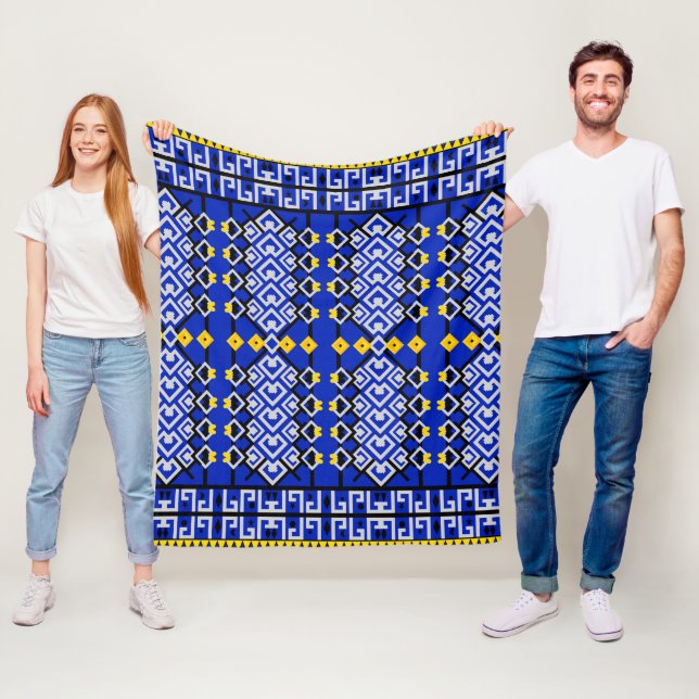 Modern ethnic geometric pattern fleece blanket (In Situ)