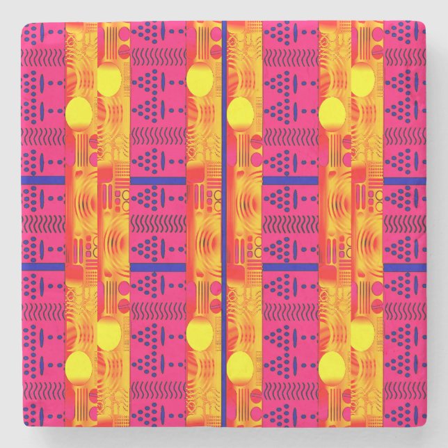 Modern Ethnic Geometric  Stone Coaster (Front)