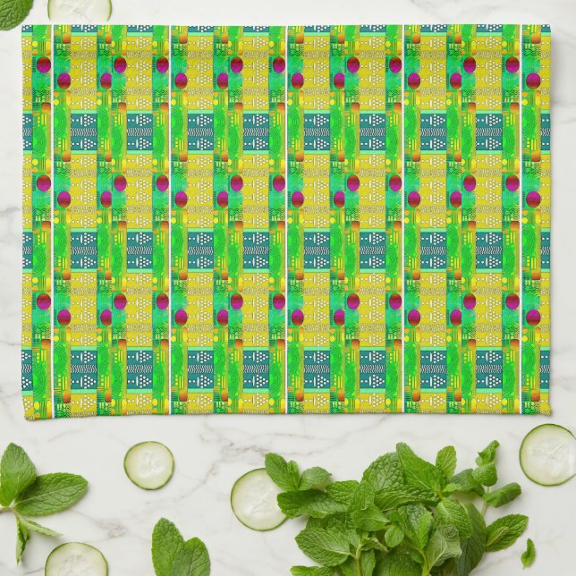 Modern Ethnic Geometric Tea Towel (Folded)