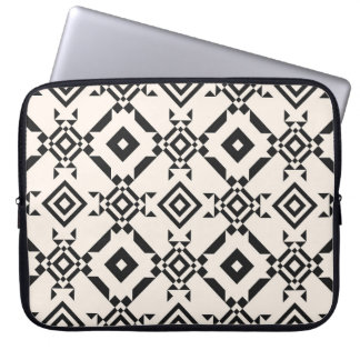Modern ethnic ornament. Black and white vintage ge Laptop Sleeve