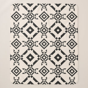 Modern ethnic ornament. Black and white vintage ge Sherpa Blanket