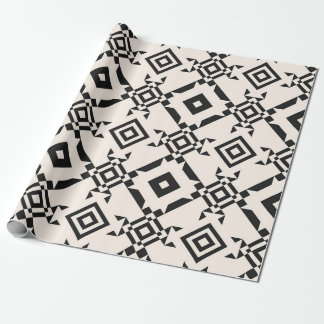 Modern ethnic ornament. Black and white vintage ge Wrapping Paper