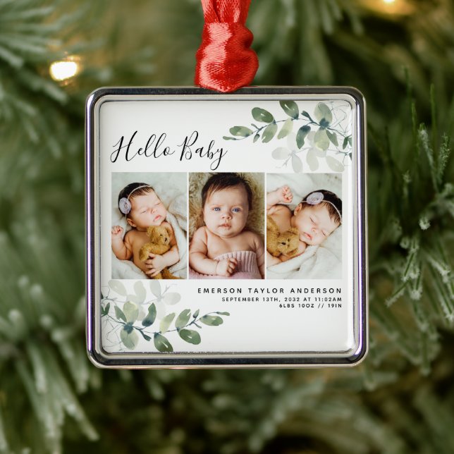 Modern Eucalyptus Baby Photo Metal Tree Decoration (Tree)
