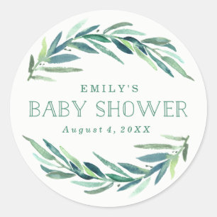Modern Eucalyptus Baby Shower Classic Round Sticker