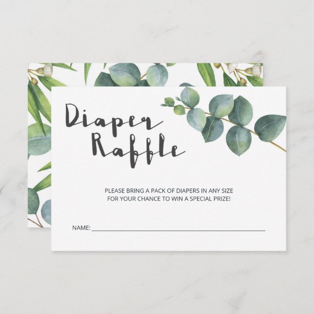 Modern Eucalyptus Baby Shower Diaper Raffle Enclosure Card (Front/Back)