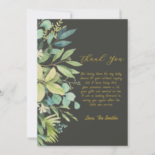modern eucalyptus baby shower thank you card