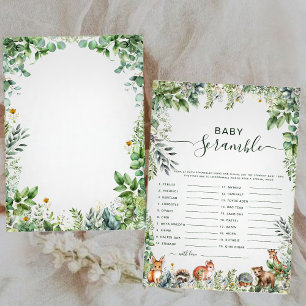 Modern Eucalyptus Baby Shower Word Scramble Game