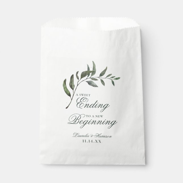 Modern Eucalyptus Botanical Wedding Favour Bags (Front)