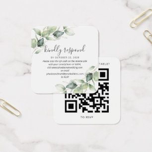 Modern Eucalyptus Botanical Wedding QR Code RSVP