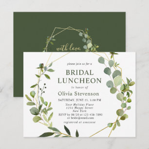 Modern Eucalyptus Bridal Luncheon Invitation Card