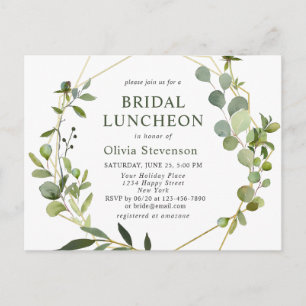 Modern Eucalyptus Bridal Luncheon Invitation Card