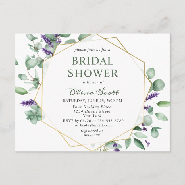 Modern Eucalyptus Bridal Shower Invitation Card (Front)