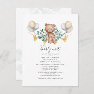 Modern Eucalyptus Couples Baby Shower Bear Foliage Invitation
