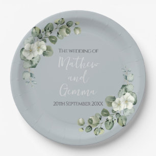 Modern Eucalyptus Design Wedding 22.9 cm Paper Plate