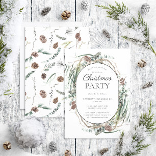 Modern Eucalyptus Dusty Winter Christmas Party Invitation