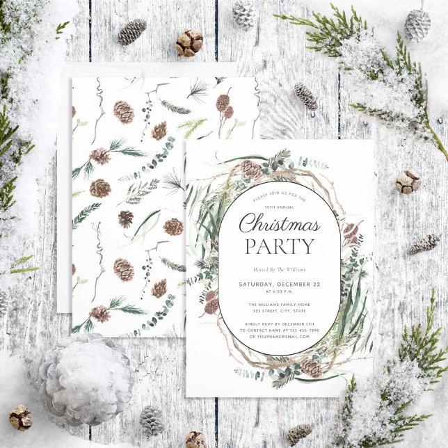 Modern Eucalyptus Dusty Winter Christmas Party Invitation (Creator Uploaded)