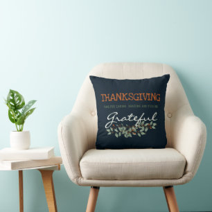 Modern Eucalyptus Feeling Grateful Thanksgiving  Cushion