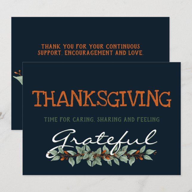 Modern Eucalyptus |Feeling Grateful |Thanksgiving Holiday Card (Front/Back)