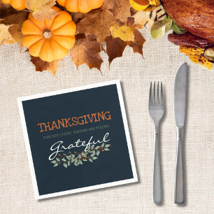 Modern Eucalyptus Feeling Grateful Thanksgiving  Napkin