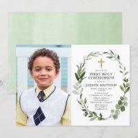 Modern Eucalyptus first communion photo