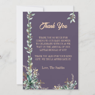 Modern eucalyptus floral baby shower thank you invitation