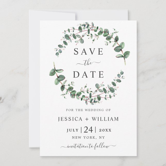Modern Eucalyptus Floral Geometric Frame Wedding S Save The Date (Front)