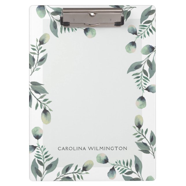 Modern Eucalyptus Floral Name Clipboard (Front)