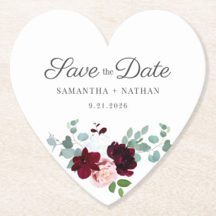 Modern Eucalyptus Floral Save the Date Wedding Paper Coaster