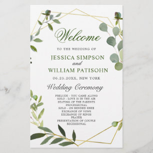 Modern Eucalyptus Floral Wedding Ceremony Program