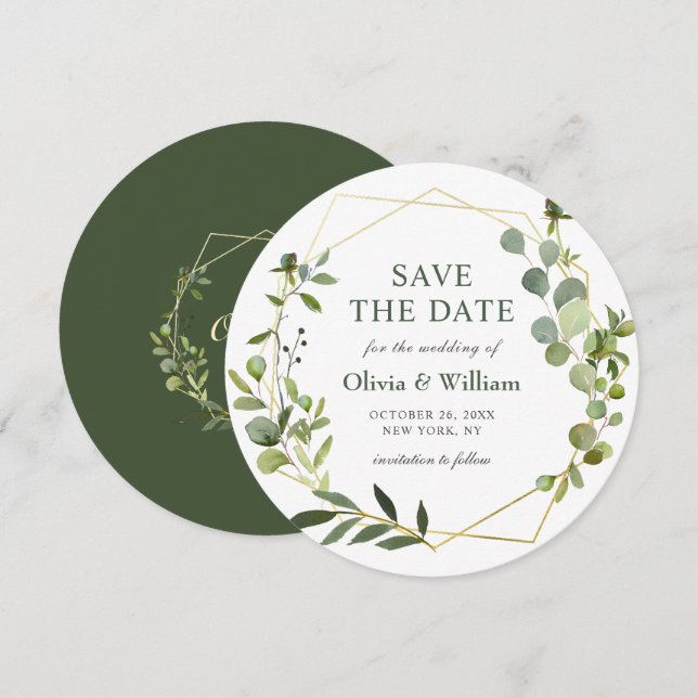 Modern Eucalyptus Floral Wedding SAVE THE DATE Invitation (Front/Back)