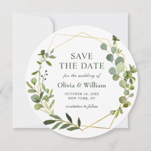 Modern Eucalyptus Floral Wedding SAVE THE DATE Invitation