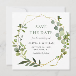 Modern Eucalyptus Floral Wedding SAVE THE DATE Invitation