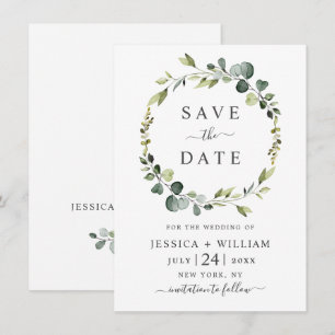 Modern Eucalyptus Floral Wreath Frame Wedding Save The Date