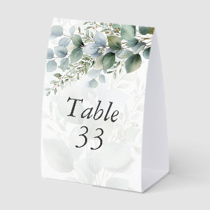 Modern Eucalyptus Folded Wedding Table Number Card