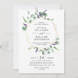 Modern Eucalyptus Foliage Geometric Frame Wedding Invitation