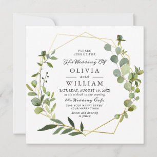 Modern Eucalyptus Foliage Geometric Frame Wedding Invitation