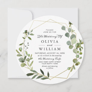 Modern Eucalyptus Foliage Geometric Frame Wedding Invitation