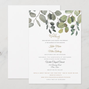 Modern Eucalyptus Foliage Website Wedding White Invitation