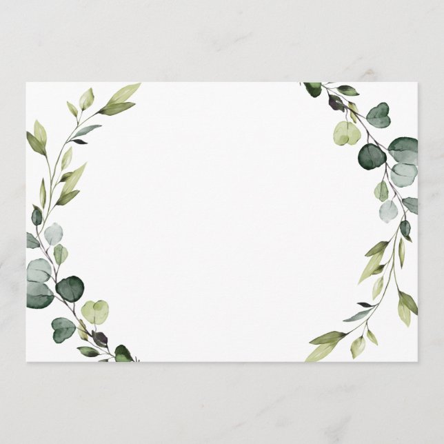 Modern Eucalyptus Foliage Wreath Frame Note Card (Front)