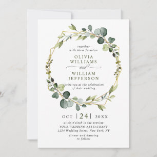 Modern Eucalyptus Foliage Wreath Frame Wedding  Invitation
