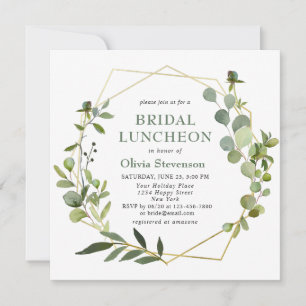 Modern Eucalyptus Geometric Frame BRIDAL LUNCHEON Invitation